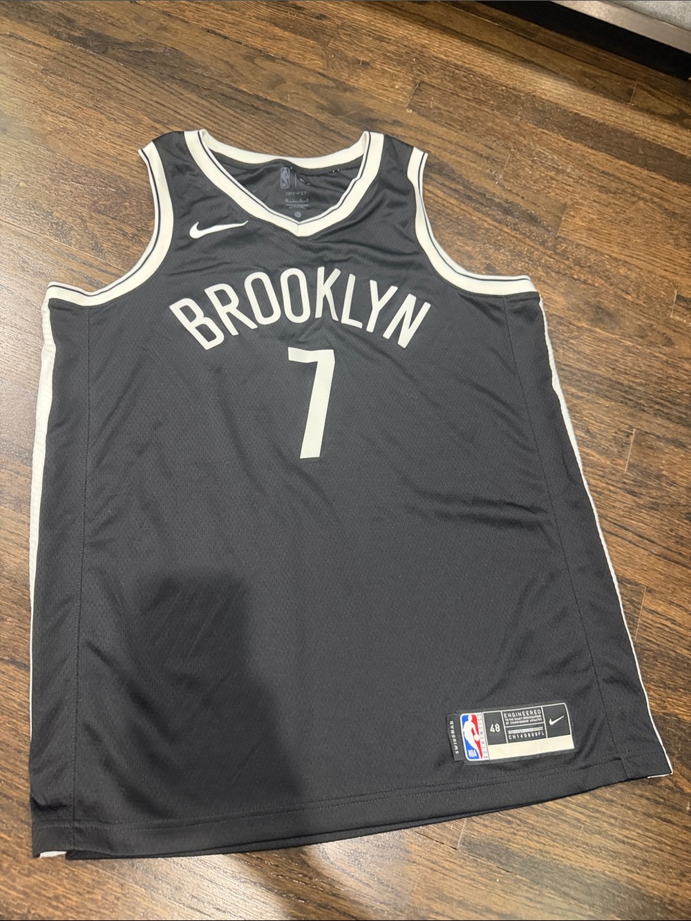 Nike Brooklyn Nets #7 Black and White Jersey